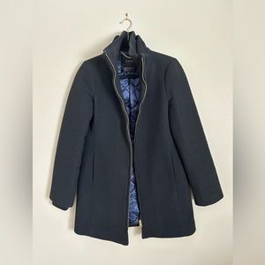 J. Crew Black Cocoon coat in Italian stadium-cloth wool blend